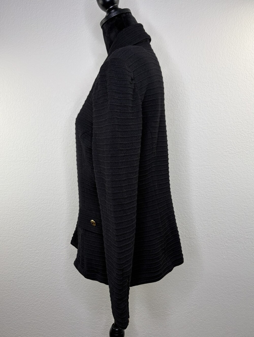St. John Collection Ribbed Gold Zipper Jacket Blazer 10 - Picture 6 of 11